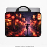 Lofi Anime Laptop Sleeve & Bag Japanese Rainy Street Aesthetic - Deskneko