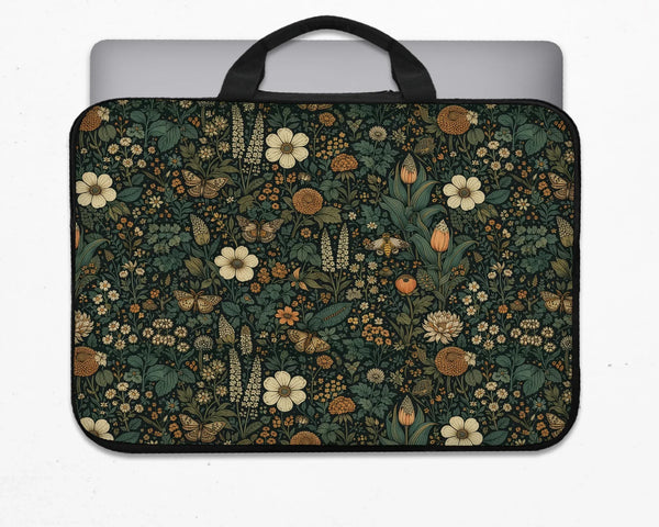 Dark Floral Cottagecore Laptop Sleeve & Bag - Deskneko