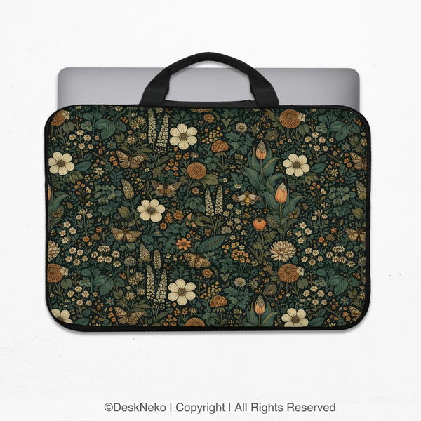Dark Floral Cottagecore Laptop Sleeve & Bag - Deskneko