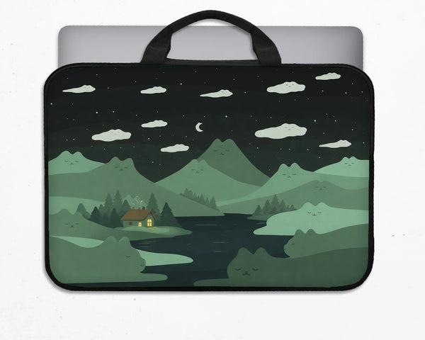 Green Cat Mountains Laptop Sleeve & Bag - Deskneko