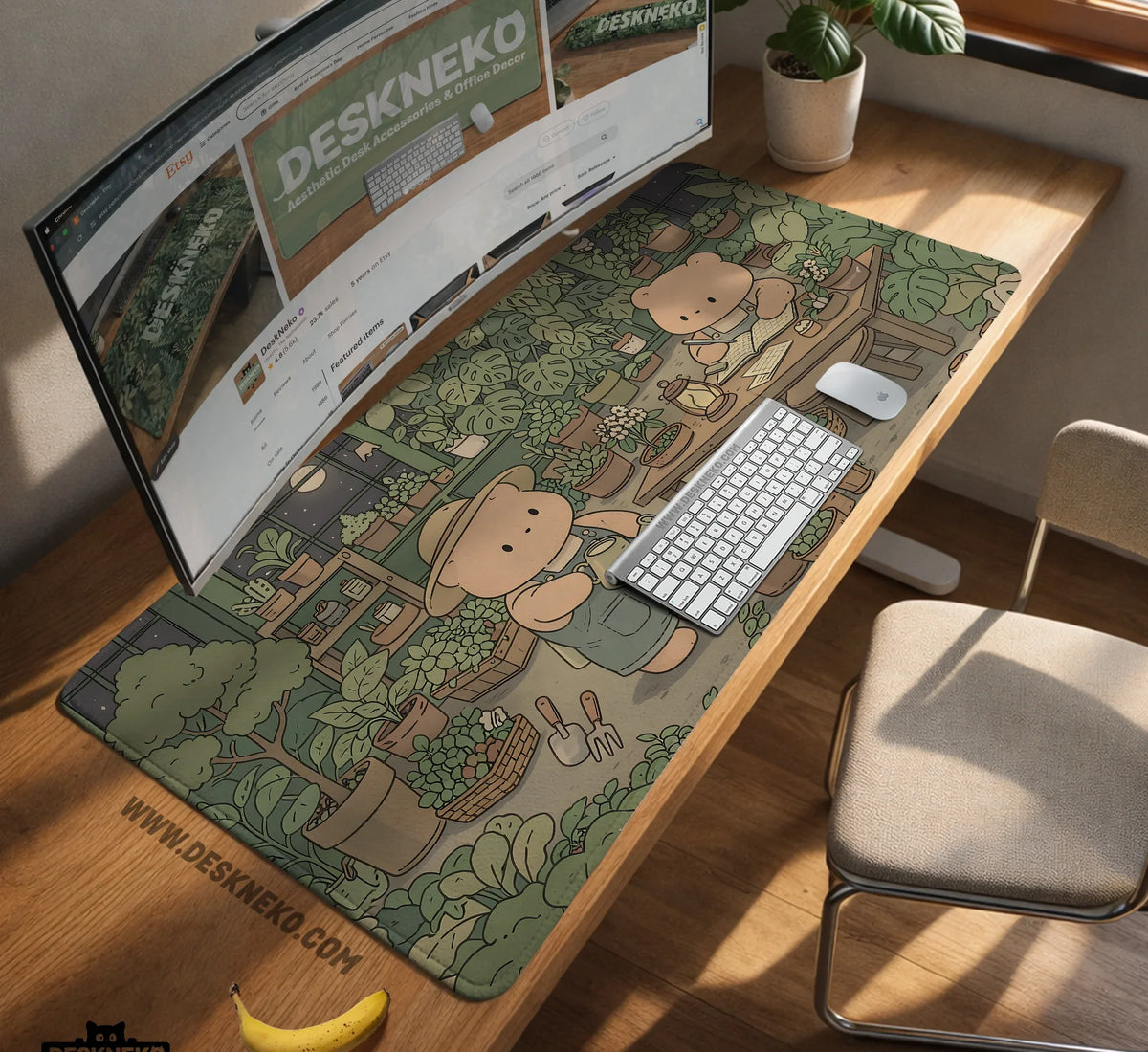 Kawaii Bear Desk Mat XXL Extended Mousepad for Keyboard and Desk - Deskneko