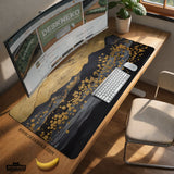 Black Gold Abstract Mountain Desk Mat & Mousepad - Deskneko