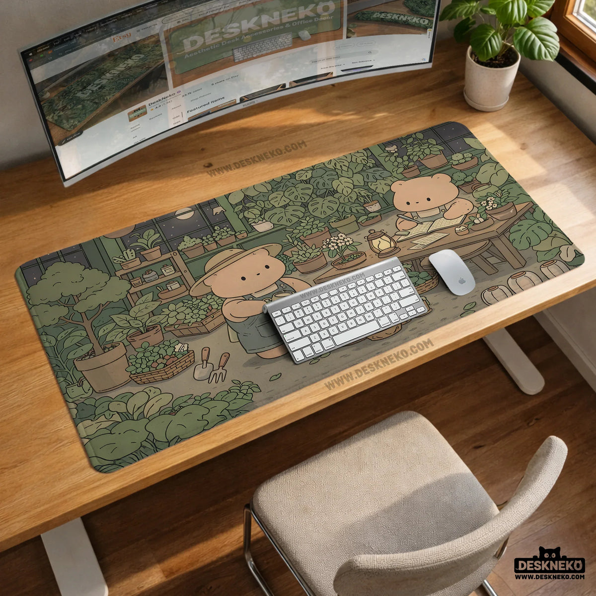 Kawaii Bear Desk Mat XXL Extended Mousepad for Keyboard and Desk - Deskneko
