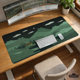 Night Forest Cats Landscape Desk Mat Mousepad XXL - Deskneko