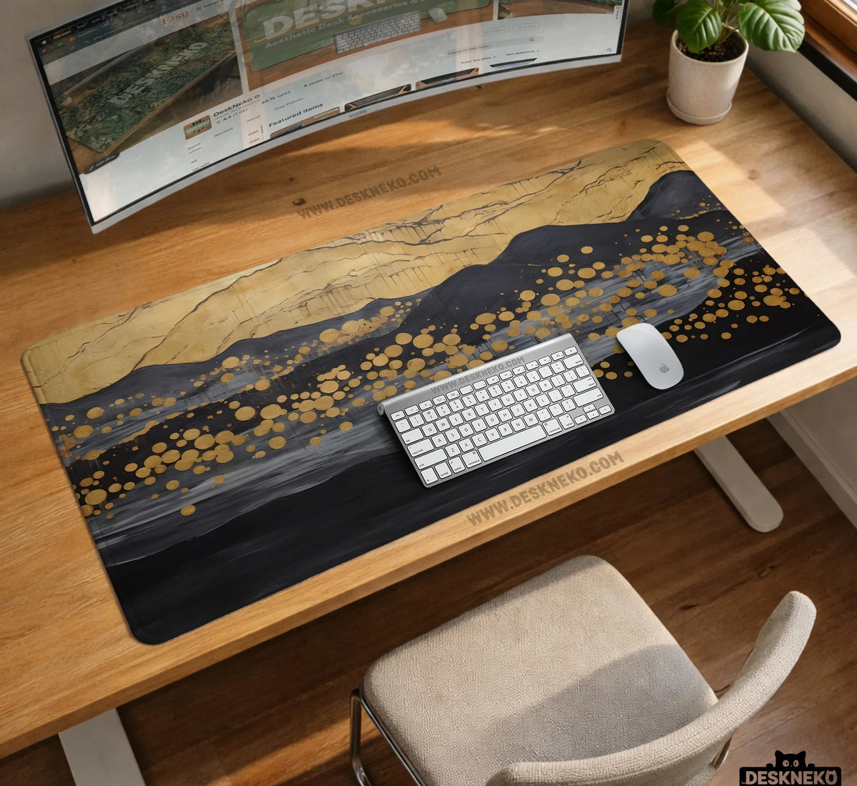 Gold Abstract Mousepad - Deskneko