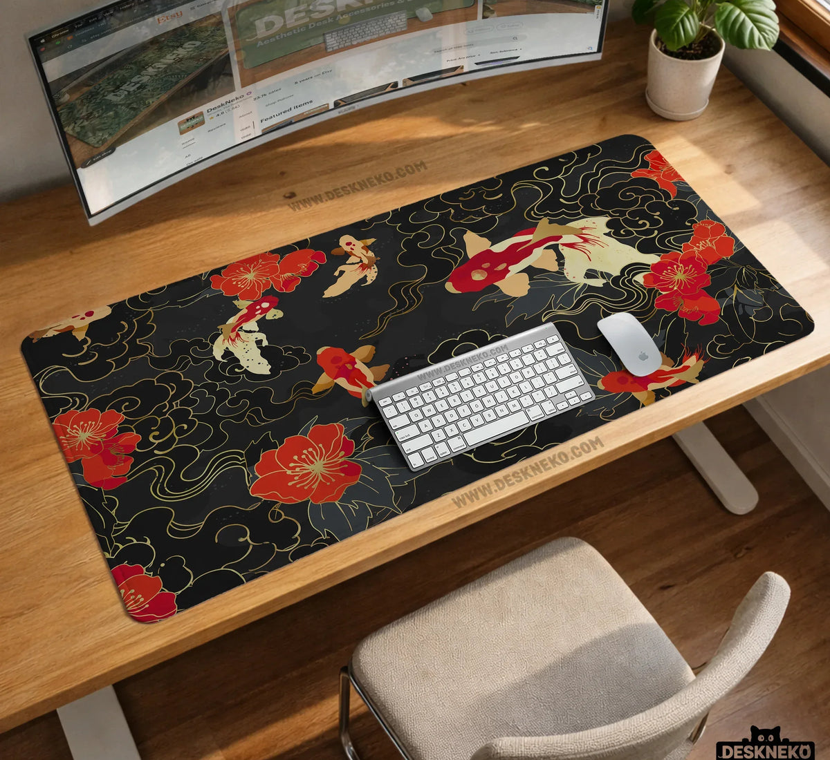 Koi Fish RGB Desk Mat - Deskneko