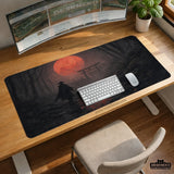 Samurai Red Moon Desk Mat Mousepad - Deskneko
