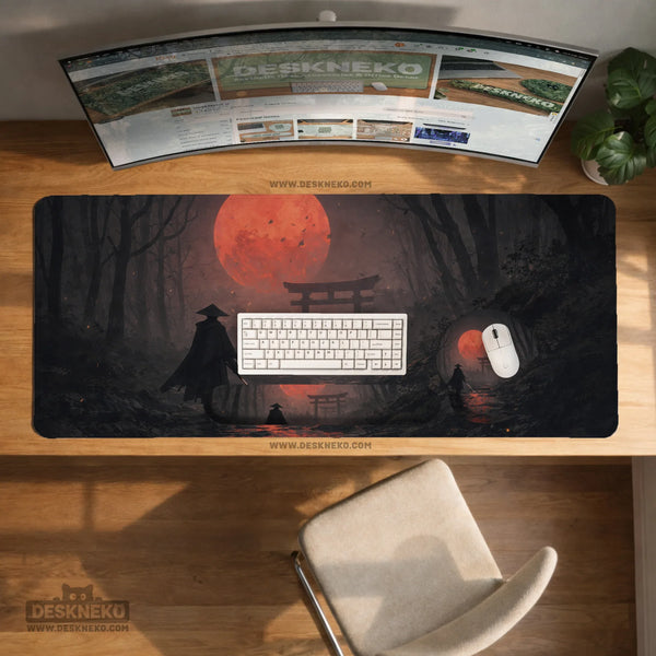 Crimson Samurai Eclipse Desk Mat Mousepad - Deskneko