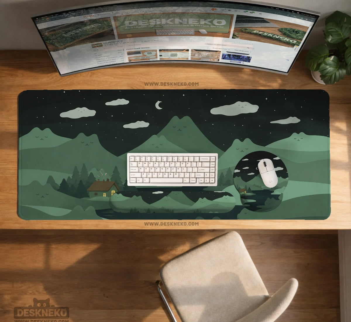 Cozy Cats Mountain Landscape Desk Mat Mousepad XXL - Deskneko
