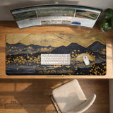Black Gold Abstract Mountain Desk Mat & Mousepad - Deskneko