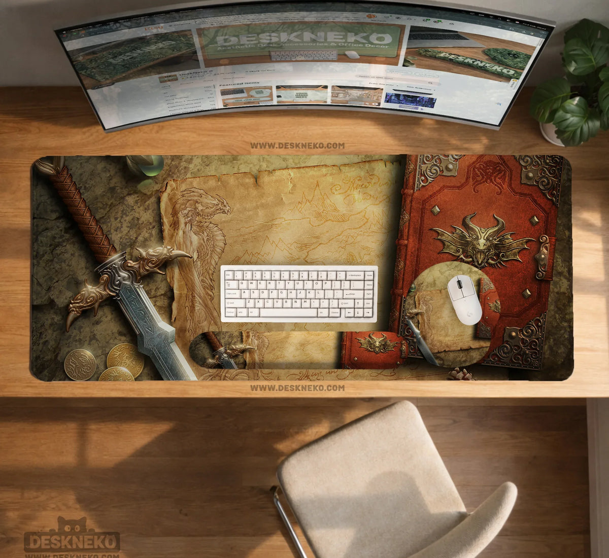 Fantasy Map Deskmat Mousepad, - Deskneko