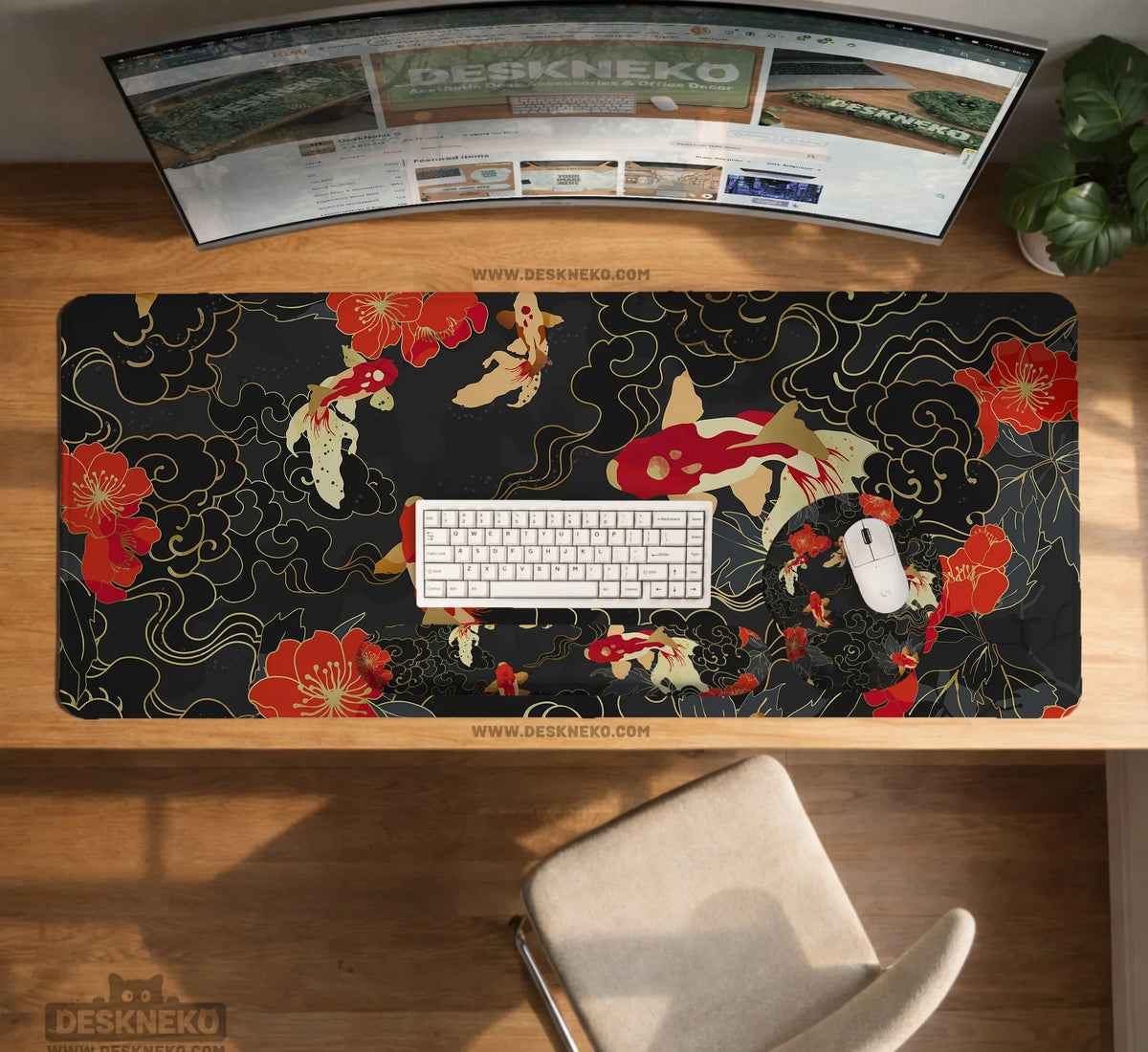 Koi Fish Desk Mat Mousepad - Deskneko
