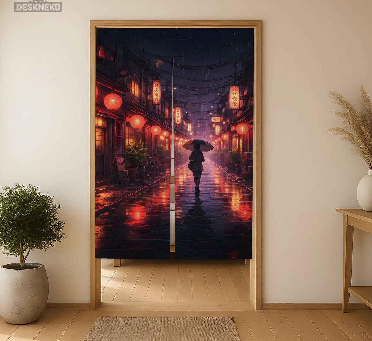 Lofi Anime Alley Noren Door Curtain - Deskneko