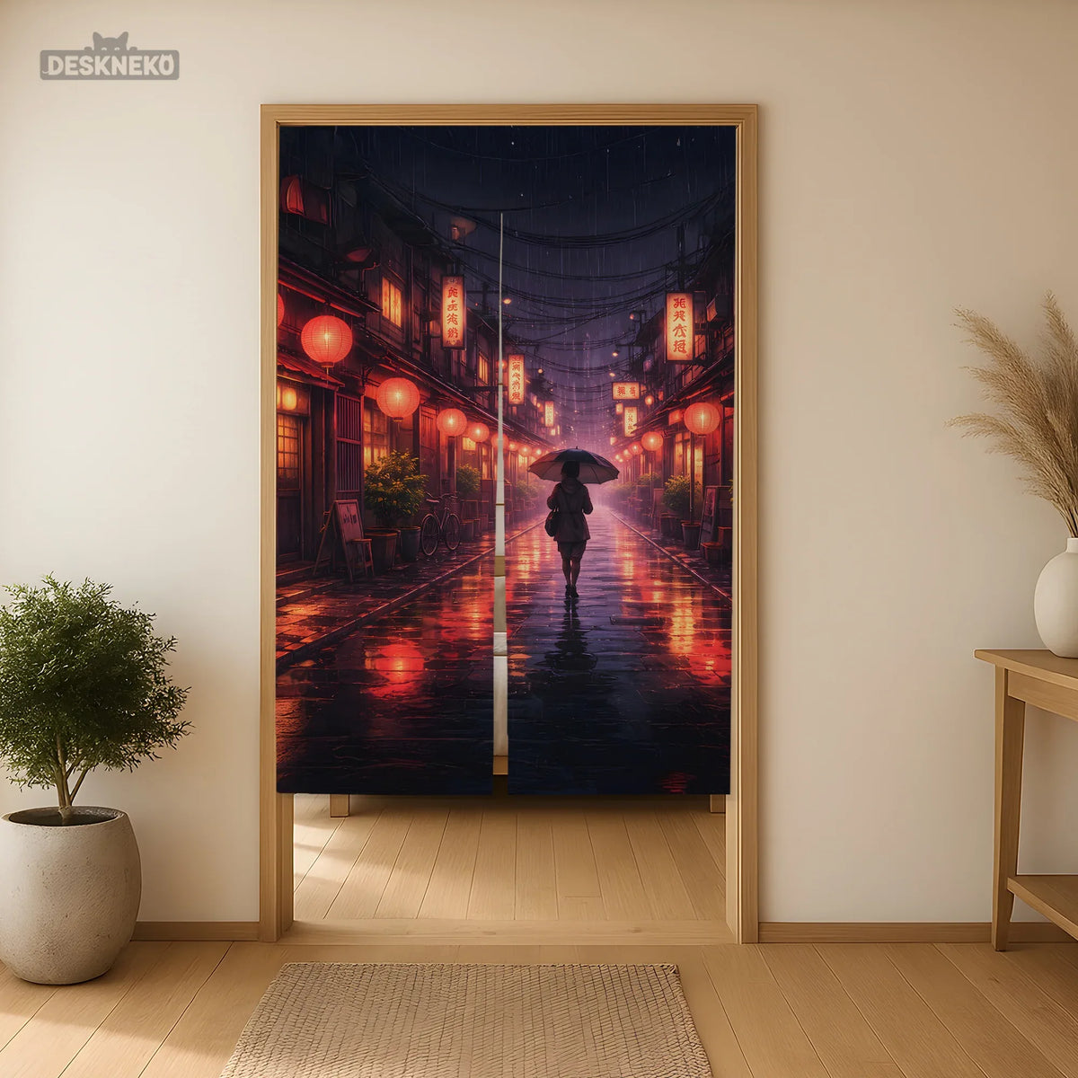 Lofi Anime Alley Noren Door Curtain - Deskneko