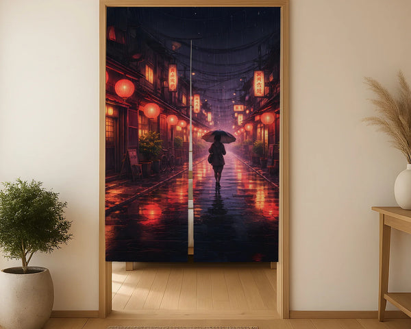 Lofi Anime Alley Noren Door Curtain - Deskneko
