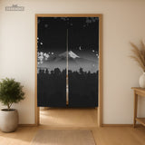 Black Mount Fuji Noren Curtain - Noren Door Curtain - Deskneko - Noren Door Curtains