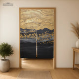 Gold Black Abstract Noren Door Curtain - Deskneko