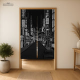 Black Tokyo Street Noren Curtain - Noren Door Curtain - Deskneko - Noren Door Curtains