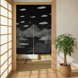 Cute Cat Mountains Noren Curtain - Noren Door Curtain - Deskneko - Noren Door Curtains