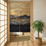 Gold Black Abstract Noren Door Curtain - Deskneko