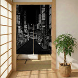 Black Tokyo Street Noren Curtain - Noren Door Curtain - Deskneko - Noren Door Curtains