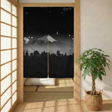 Black Mount Fuji Noren Curtain - Noren Door Curtain - Deskneko - Noren Door Curtains