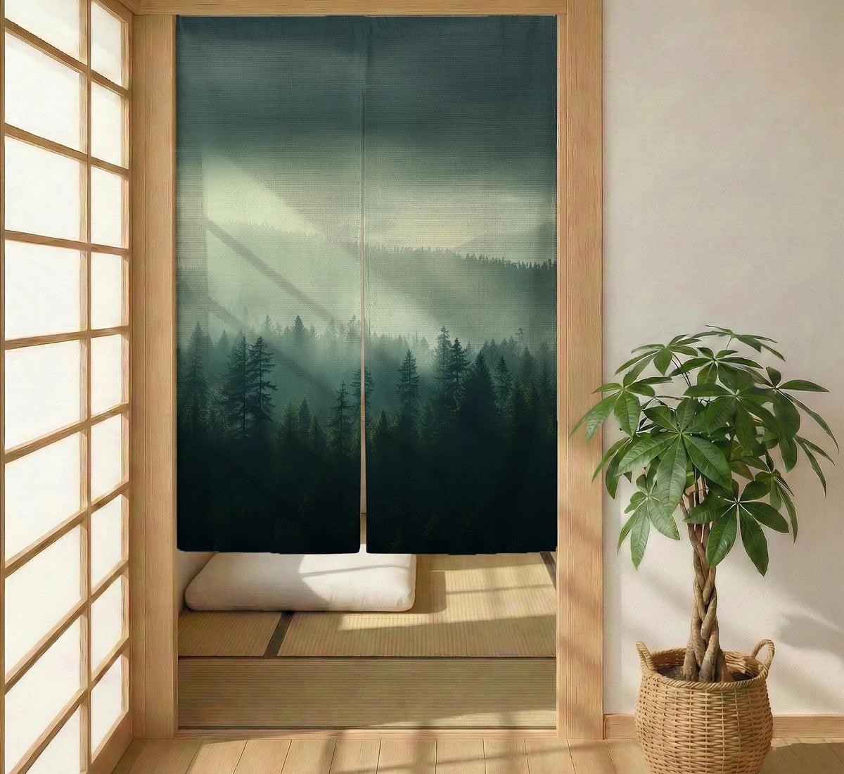 Misty Forest Noren Door Curtain - Deskneko