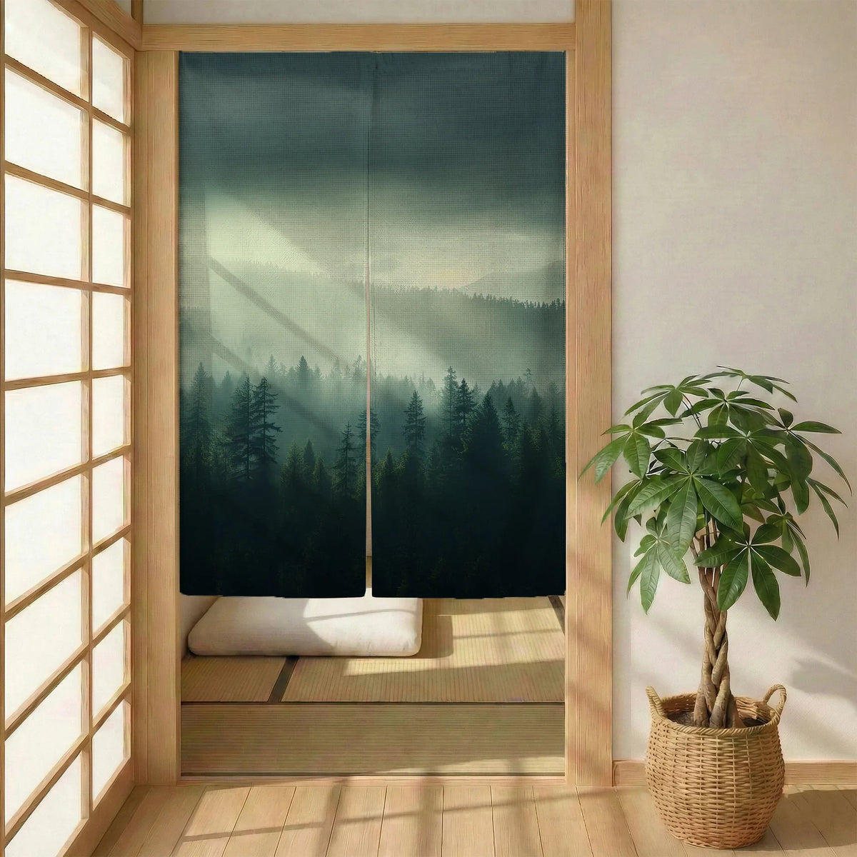 Misty Forest Noren Door Curtain - Deskneko