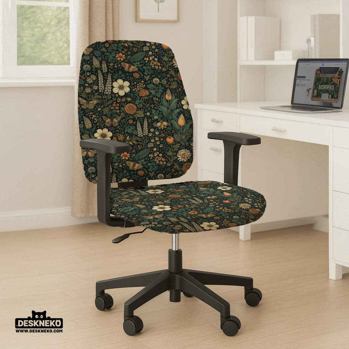Dark Floral Chair Cover - Deskneko