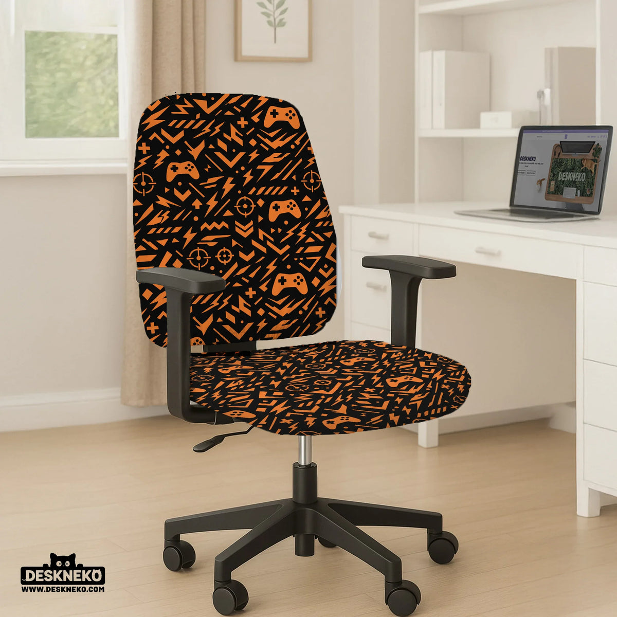 Orange Black Chair Cover - Deskneko