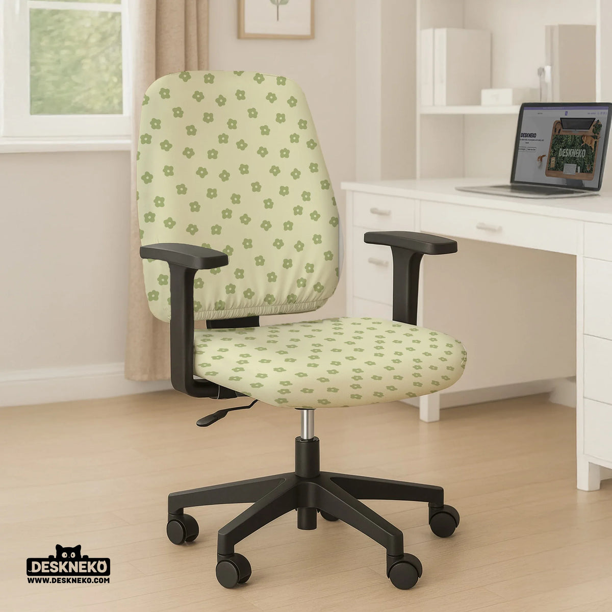 Green Floral Chair Cover - Deskneko