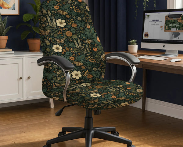 Dark Floral Chair Cover - Deskneko