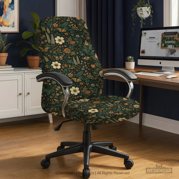 Dark Floral Chair Cover - Deskneko