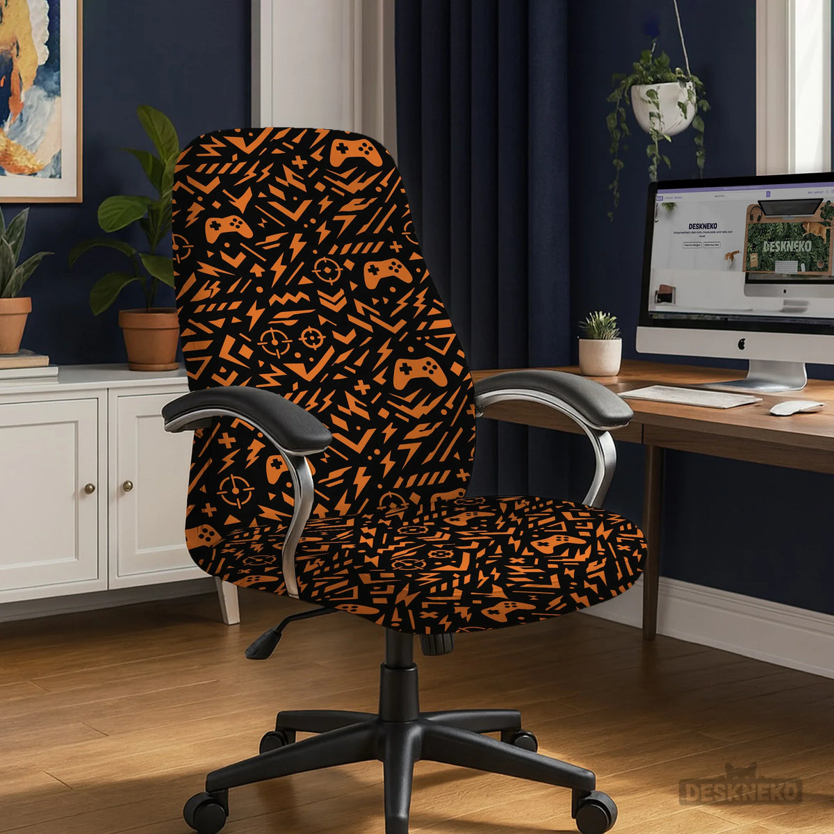 Orange Black Chair Cover - Deskneko
