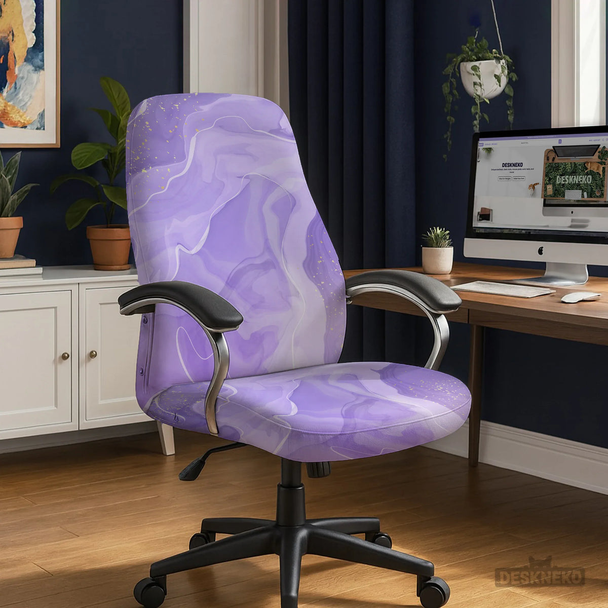 Purple Marble Chair Cover - Deskneko