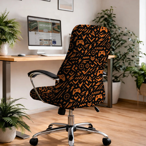Orange Black Chair Cover - Deskneko