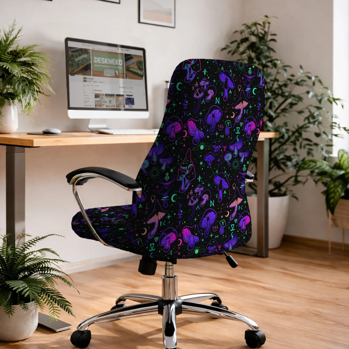 Neon Mushrooms Chair Cover - Deskneko