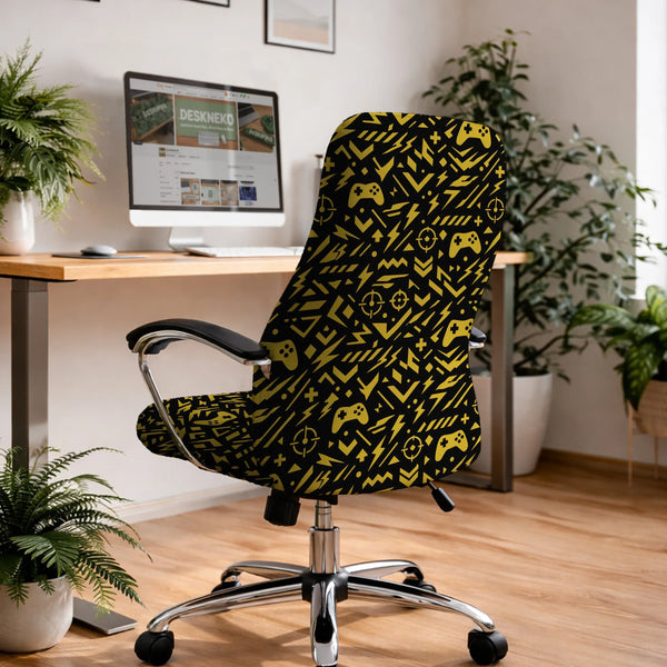 Black & Yellow Chair Cover - Deskneko