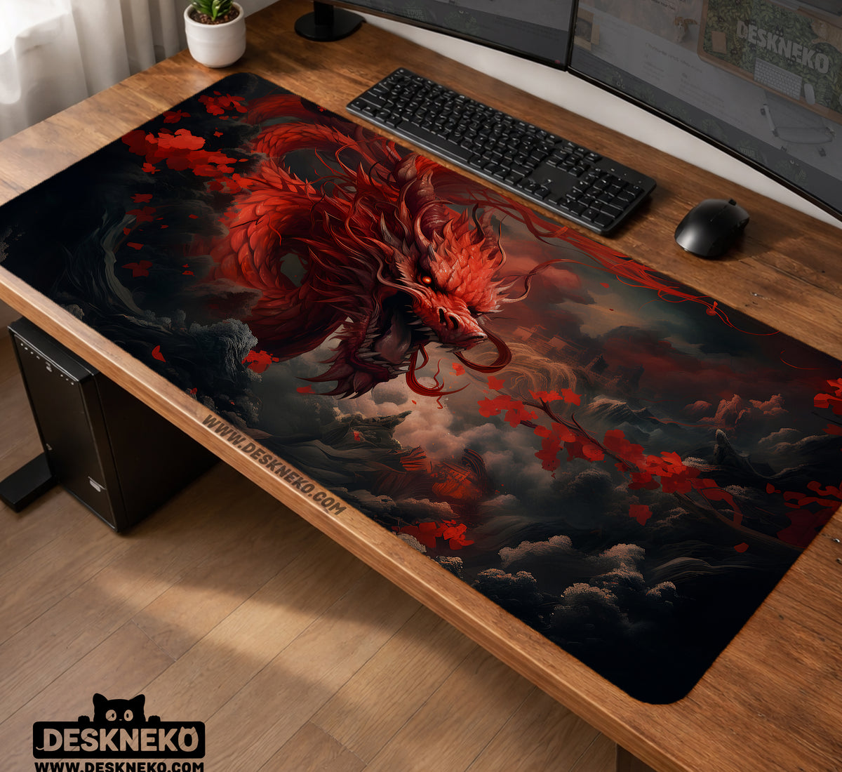 Crimson Red Dragon Desk Mat Mousepad - Desk Mat - Deskneko - Desk Mats & Mousepads