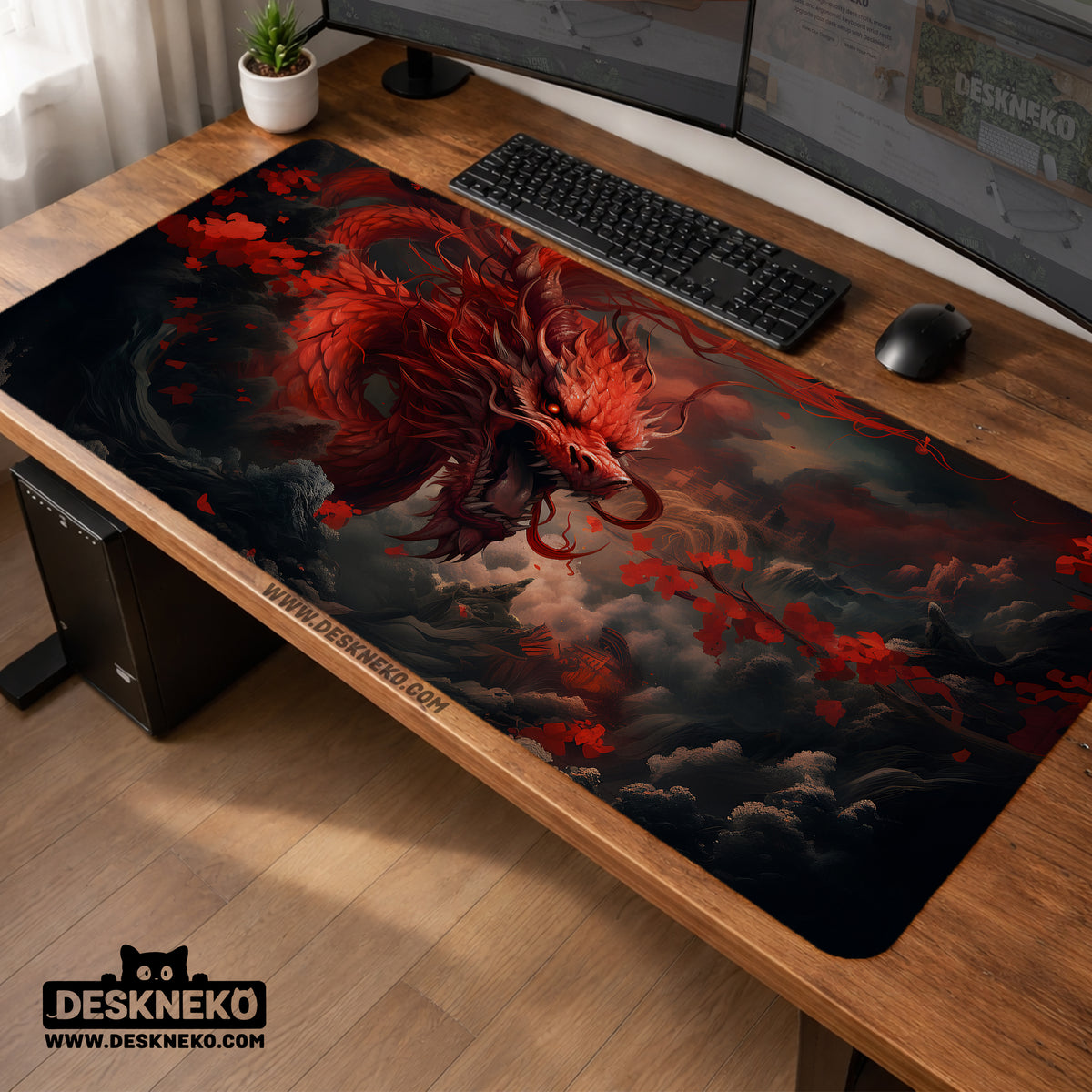 Crimson Red Dragon Desk Mat Mousepad - Desk Mat - Deskneko - Desk Mats & Mousepads