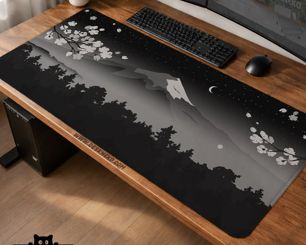 Black Mount Fuji Desk Mat - Deskneko