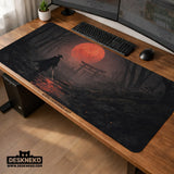 Samurai Red Moon Desk Mat Mousepad - Deskneko