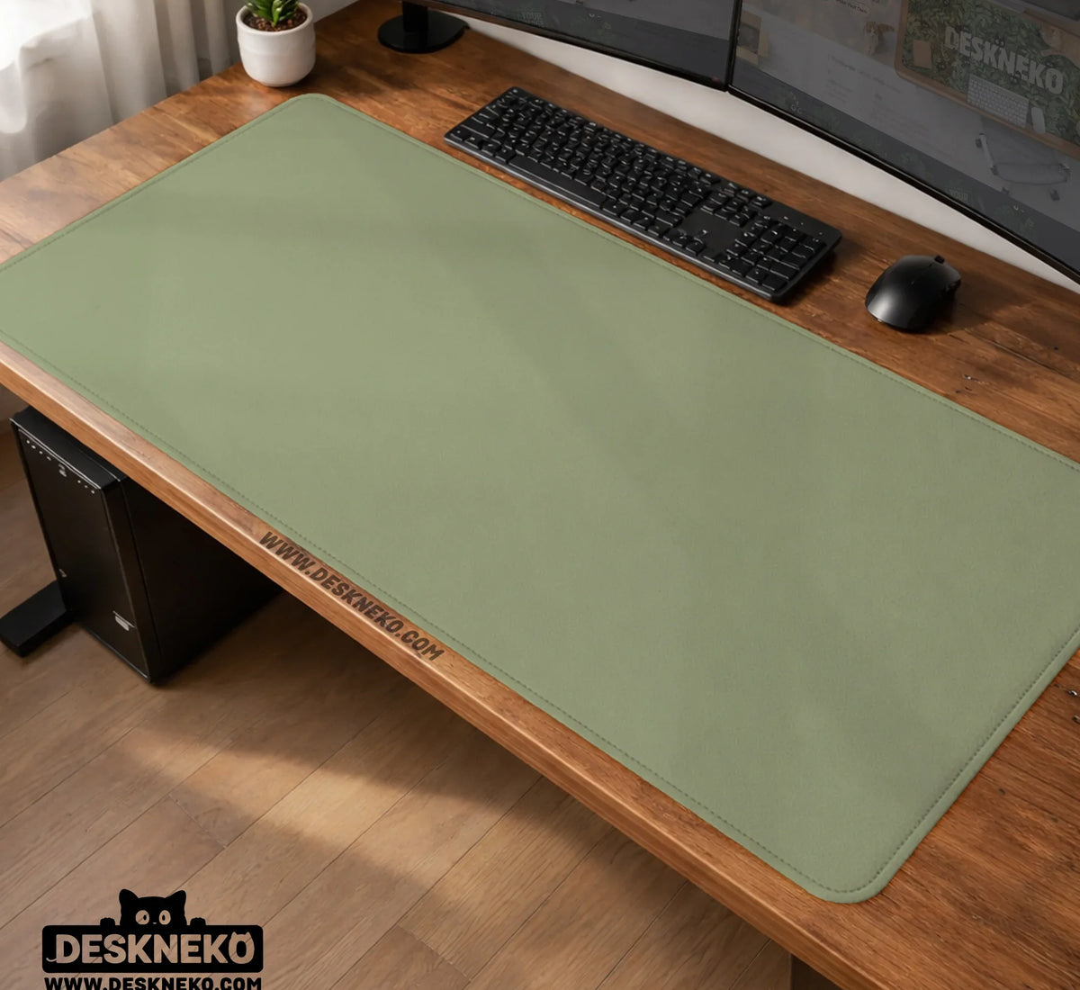 Sage Green Desk Mat XXL Extended Mousepad for Office and Gaming - Deskneko