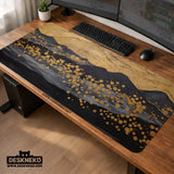 Black Gold Abstract Mountain Desk Mat & Mousepad - Deskneko