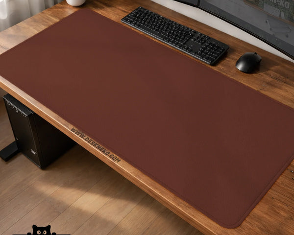 Mahogany Desk Mat Mousepad, Minimalist Brown Extended Desk Pad - Deskneko