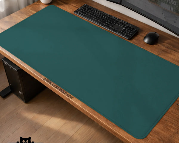 Transformative Teal Desk Mat Mousepad, Minimal Solid Color Decor - Deskneko