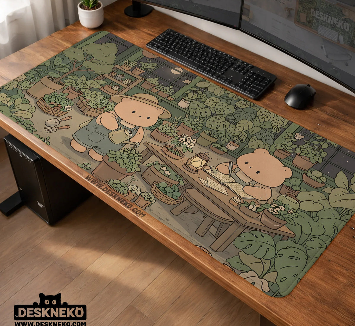 Kawaii Bear Desk Mat XXL Extended Mousepad for Keyboard and Desk - Deskneko