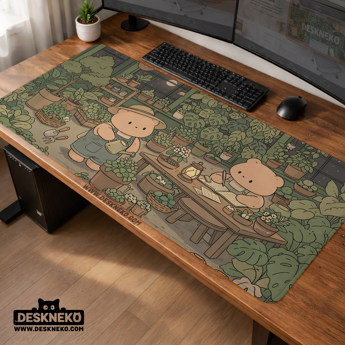 Kawaii Bear Desk Mat XXL Extended Mousepad for Keyboard and Desk - Deskneko