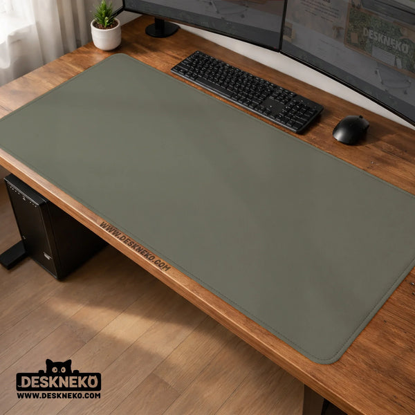 Eucalyptus Sage Desk Mat, Minimalist Extended Mousepad, Waterproof - Deskneko