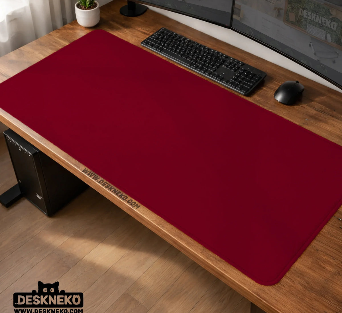 Burgundy Desk Mat for Gaming and Office Desks | Premium Mousepad - Deskneko